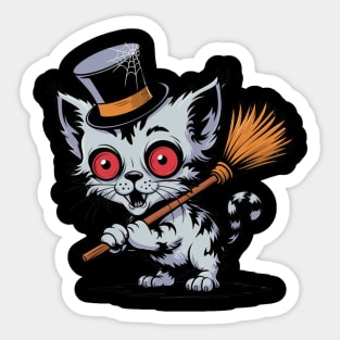 Cute Zombie Cat Top Hat Sticker